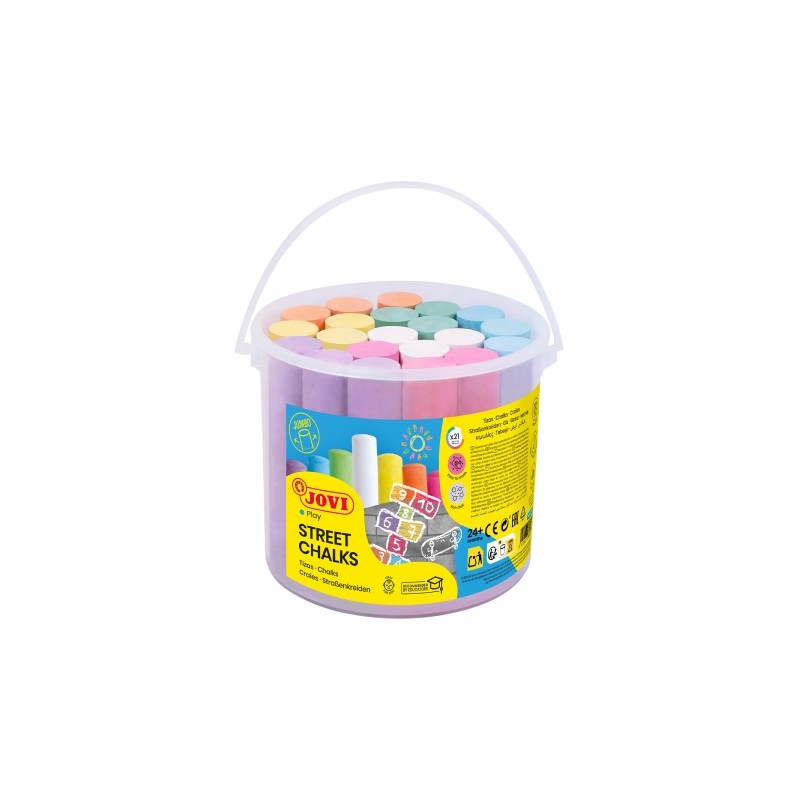 Jovi Street Chalks 21 Gessetti Jumbo - Speciali per disegnare sul pavimento - Gessetti rotondi - Facili da rimuovere con