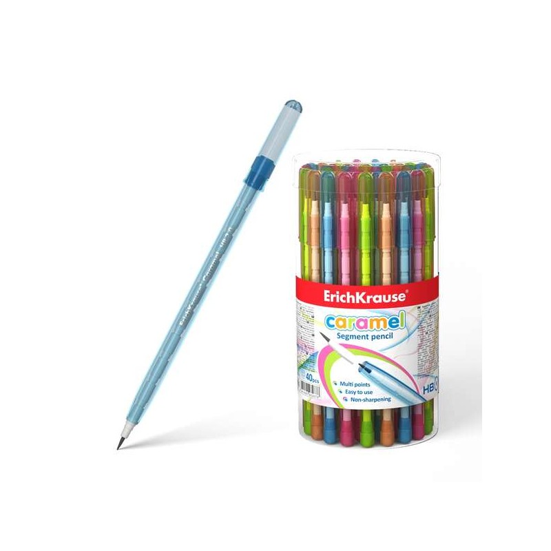 Erichkrause Matita a segmenti Caramello 15 mm - Non richiede affilatura - Corpo rotondo in colori traslucidi al neon - D
