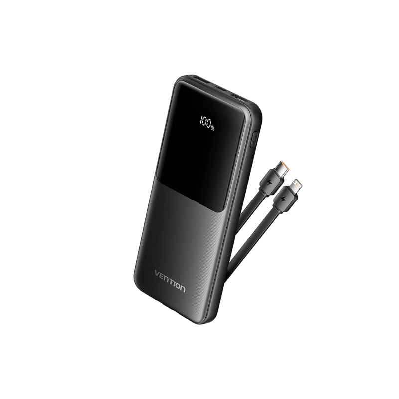 Vention Power Bank 10.000mAh - Interfacce USB multiple - Ricarica veloce - Uscita 3A - Colore nero