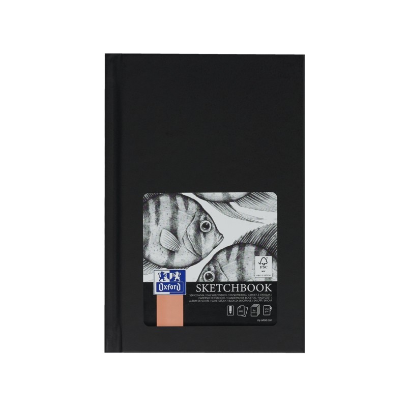 Oxford Artbooks A6 Sketchbook cucito - Copertina rigida resistente - 96 fogli da 100 g/m² - Nero