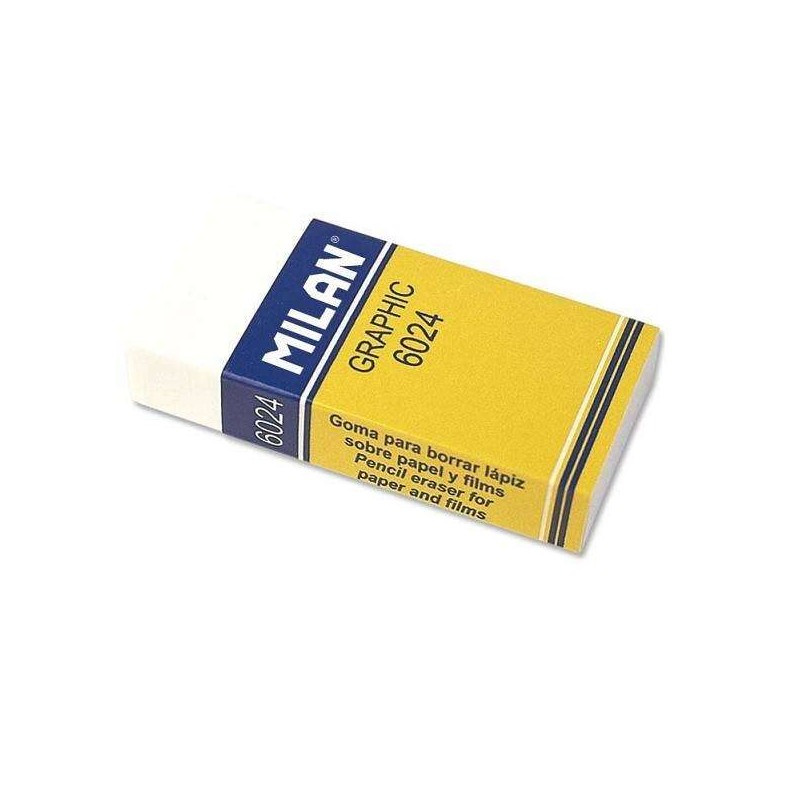 Milan Nata 6024 Gomma grafica rettangolare - Plastica - Scatola di cartone giallo - Incartata singolarmente - Molto morb