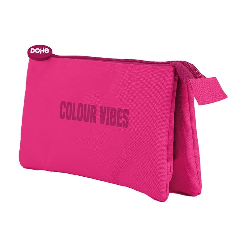 Marsupio triplo Dohe Colour Vibes - Chiusura a doppia cerniera con tiretto gommato - Rosa