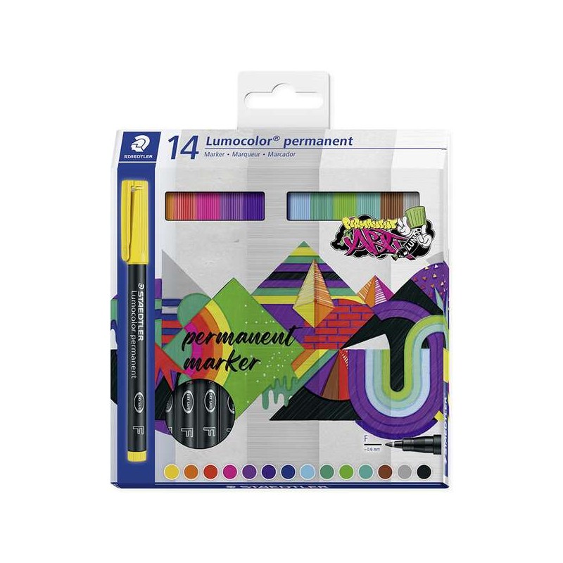 Staedtler Lumocolor 318 Confezione da 14 pennarelli permanenti - Linea fine 0.6 mm - Asciugatura rapida - Odore molto ba