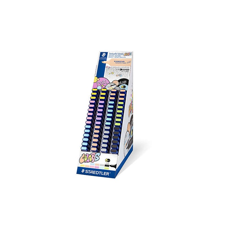 Staedtler Textsurfer Classic 364 Display da 60 evidenziatori - Punta smussata 1 - 5 mm circa - Asciugatura rapida - Colo