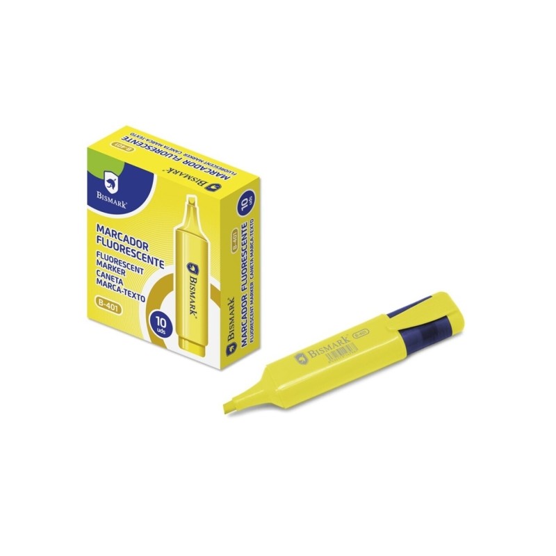 Marcatore fluorescente Bismark - Punta smussata 1 - 5mm circa - Inchiostro a base d'acqua - Colore giallo