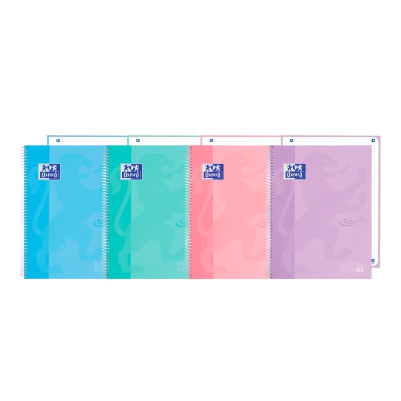Oxford School Touch Europeanbook 1 Notebook A4+ 80 fogli microperforati - 1 riga - Copertina rigida - Colori assortiti
