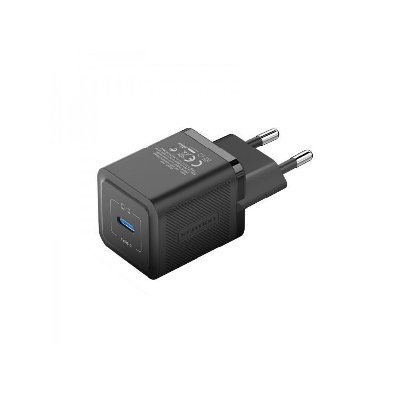 Caricatore da parete Vention GaN USB-C 20W - Carica rapida UE - Nero