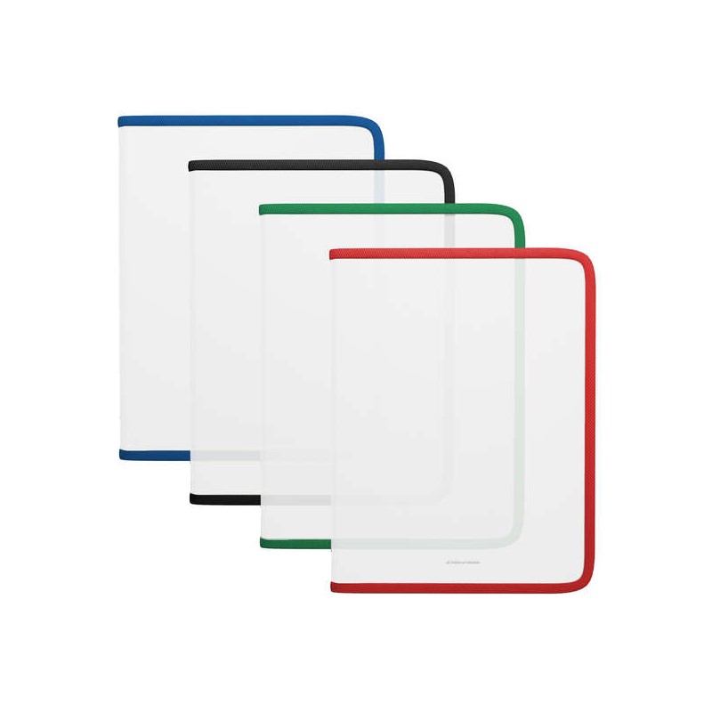 Erichkrause Confezione da 4 cartelline con cerniera A4+ - Materiale trasparente - Per organizzare e trasportare i docume