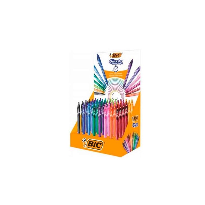 Bic Gel-Ocity Quick Dry Display di 48 penne a sfera retraibili - Grip in gomma - Punta media da 0.7 mm - Asciugatura ult