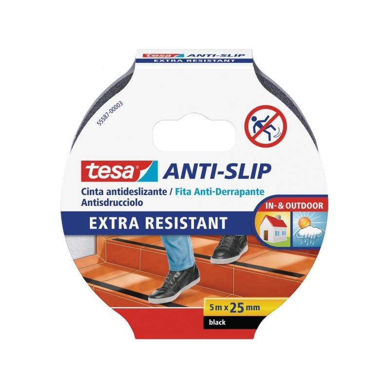 Nastro adesivo antiscivolo Tesa 25 mm x 5 m - Estremamente resistente e durevole - Adesione molto forte - Può essere ta