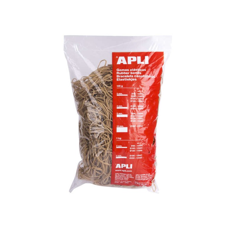 Bande di gomma Apli Ø 80 x 2 mm - Contenuto 1 kg - Elevata elasticità ed eccellente resistenza - 70% gomma naturale