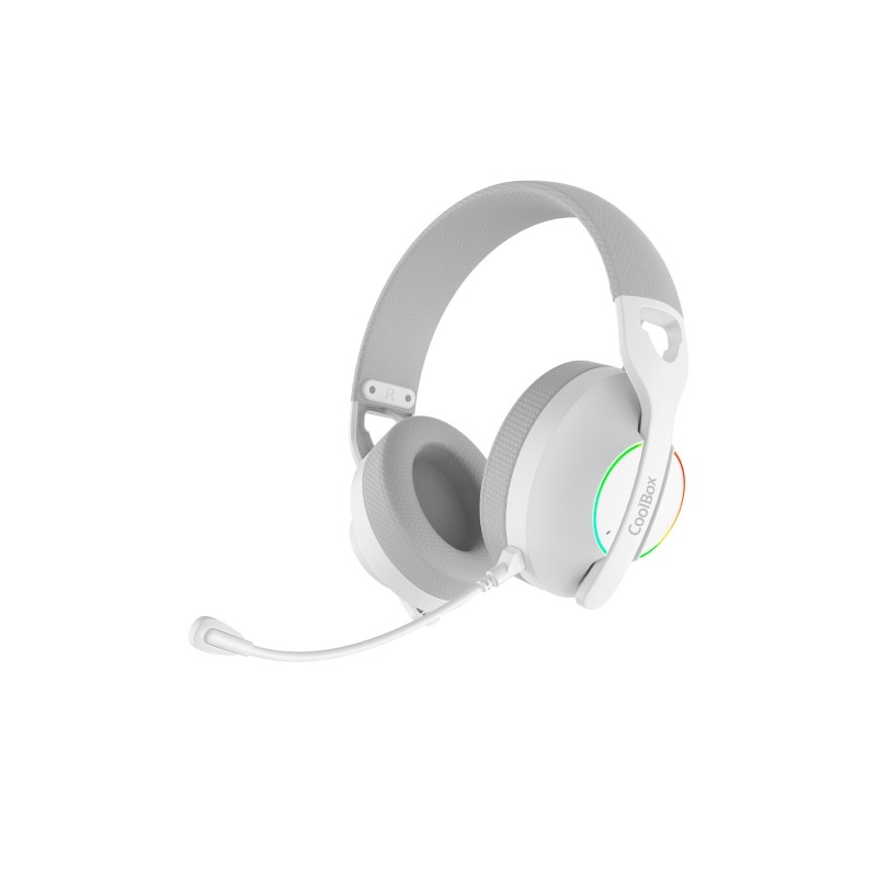 Coolbox WB01 Cuffia da gioco wireless con microfono - Connettività Bluetooth 5.4. Wireless 2.4Ghz o Jack - Illuminazion