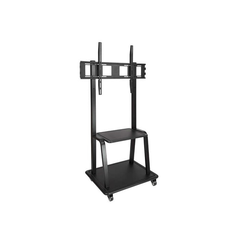 Tooq Supporto da pavimento per schermi con rotelle 37-100 - Rotelle bloccabili - Due ripiani - Peso massimo 150Kg - VESA