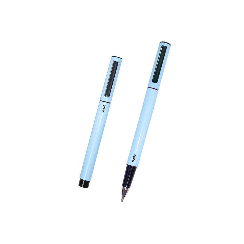 Dohe Elegante penna a sfera leggera in metallo - Fusto ovale blu ergonomico - Cappuccio con clip - In alluminio - Inchio