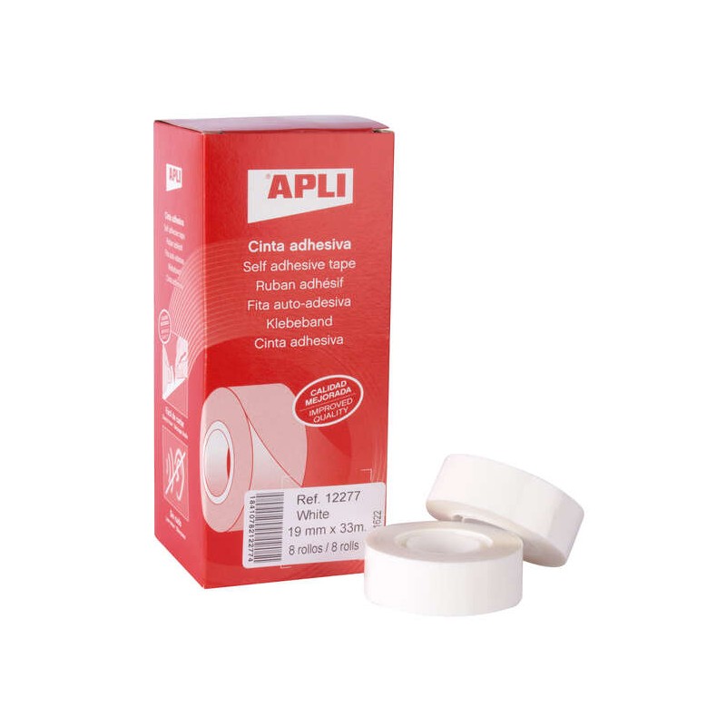Nastro adesivo Apli bianco 19 mm x 33 m - Resistente agli strappi - Facile da tagliare - Forte adesione bianco