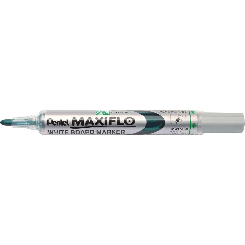 Penna Pentel Maxiflo per lavagne bianche - Punta a proiettile - Larghezza del tratto 2 mm - Regolazione del flusso d'inc