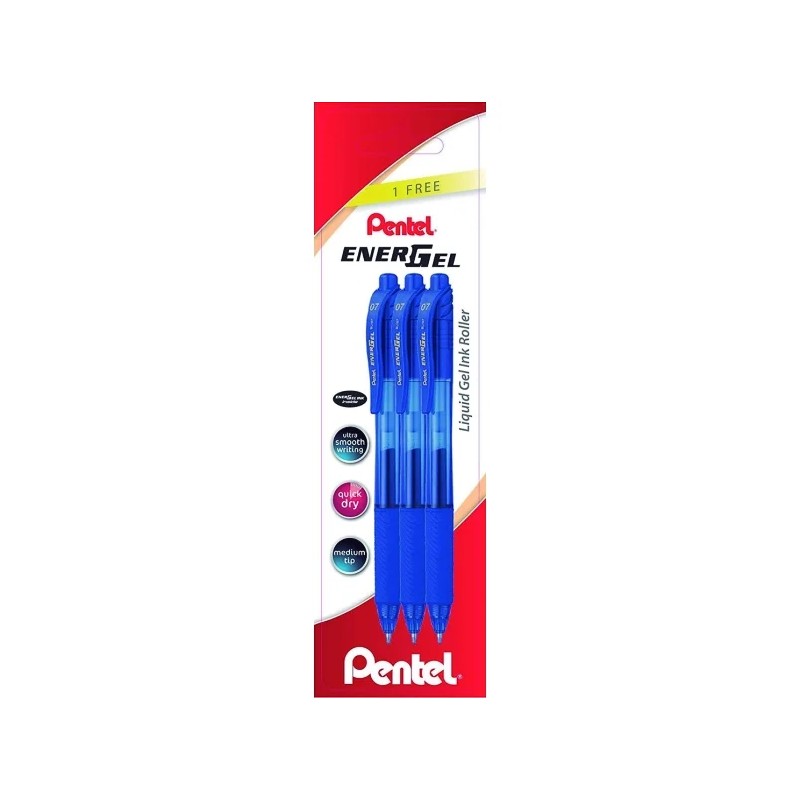 Pentel EnerGel X Confezione da 3 penne a sfera a inchiostro gel retraibile - Punta 0.7 mm - Tratto 0.35 mm - Ricaricabil