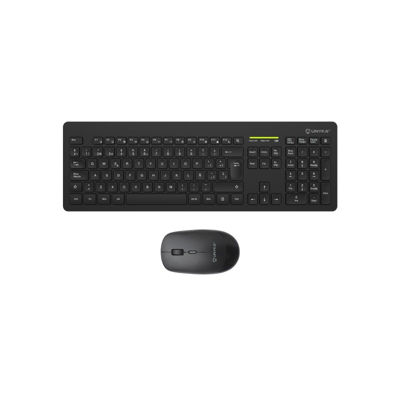 Unykach MK212 Pro Slim Wireless Slim Keyboard Pack 108 tasti a membrana + mouse wireless 1600dpi. 3 pulsanti. uso ambide
