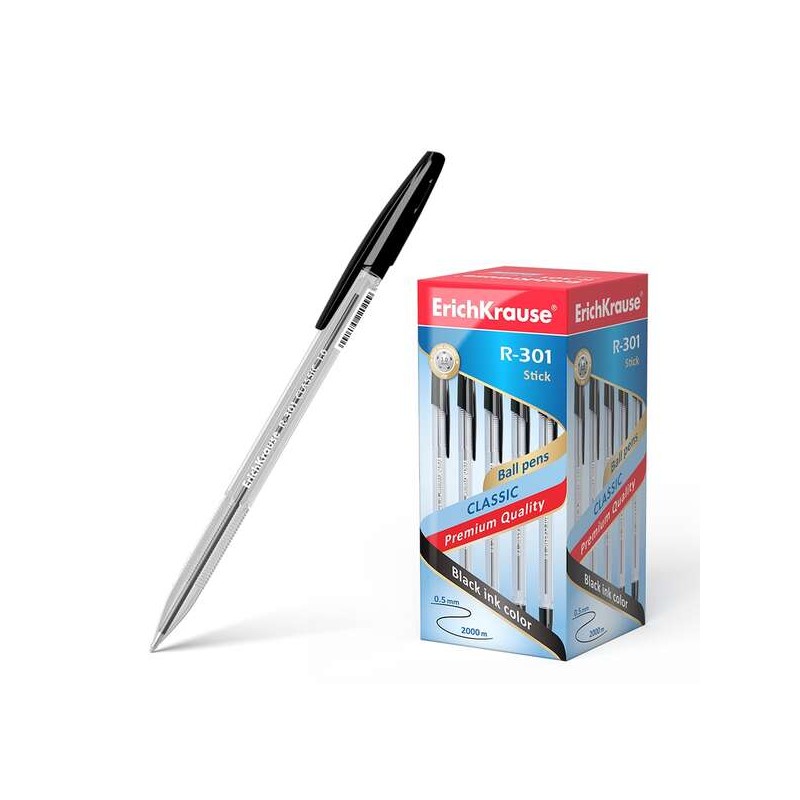 Penna a sfera Erichkrause R-301 - Penna a sfera 1.0 mm - Tratto 0.5 mm - Inchiostro ad asciugatura rapida - Fusto traspa