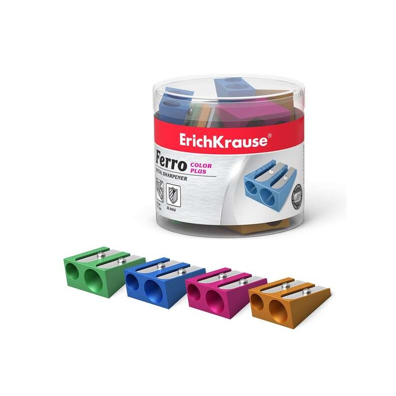 Erichkrause Ferro Color Plus - Temperamatite doppio in alluminio - Impugnatura ergonomica - Diametro 8 mm e 11 mm - Colo