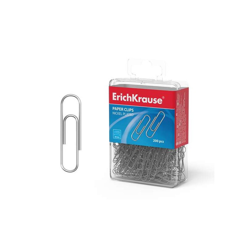 Erichkrause Scatola di 200 clip in metallo nichelato da 28 mm - Alta resistenza e durata - Resistente alla corrosione - 