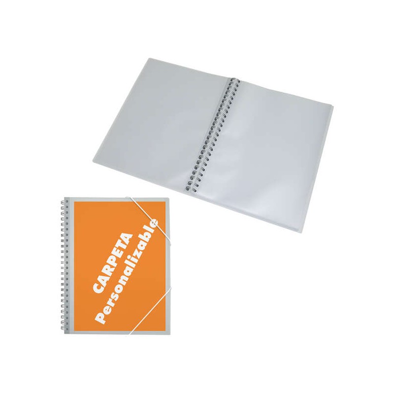 Cartella a libro Dohe A4 - Coperchio in polipropilene da 500 micron - Tasca personalizzabile - 30 tasche trasparenti - R