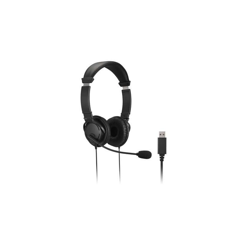 Cuffie USB Kensington con microfono - Archetto regolabile - Cuscini auricolari imbottiti - Controlli in cavo - Cavo da 1