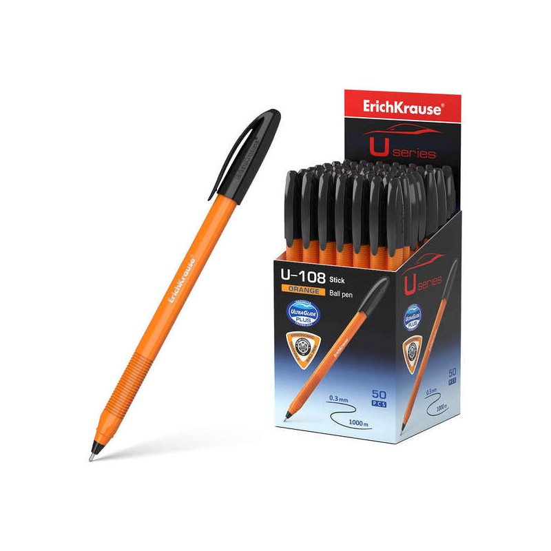 Penna a sfera Erichkrause U-108 Classic Orange - Penna a sfera 0.7 mm - Tratto 0.26 mm - Cappuccio ventilato - Fusto ara