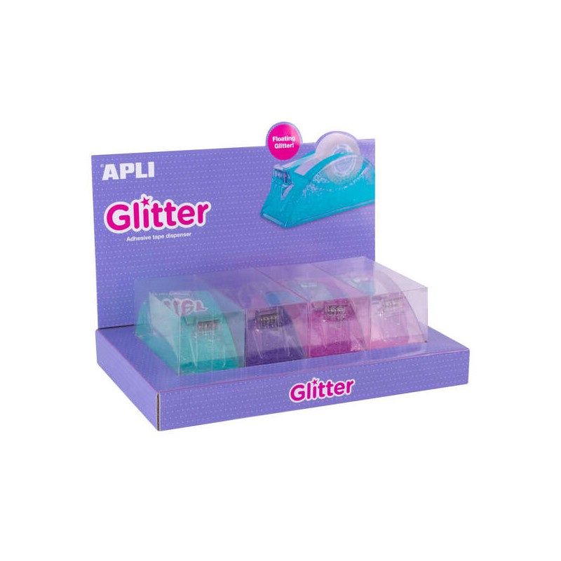 Apli Glitter Collection Espositore porta rotolo di nastro adesivo - 19x33 mm - 4 porta rotolo di nastro acrilico glitter