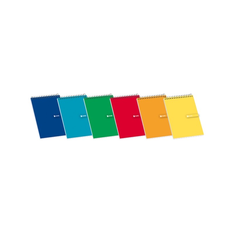 Quaderno a spirale Enri 80 fogli con griglia 4x4 mm - Formato 12º - Ideale per appunti - Copertina morbida in colori as