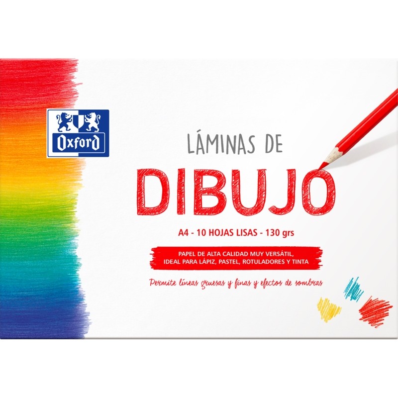 Busta per fogli da disegno Oxford School Drawing A4 - 10 fogli da 130 g/m² - Carta comune di alta qualità - Ideale per