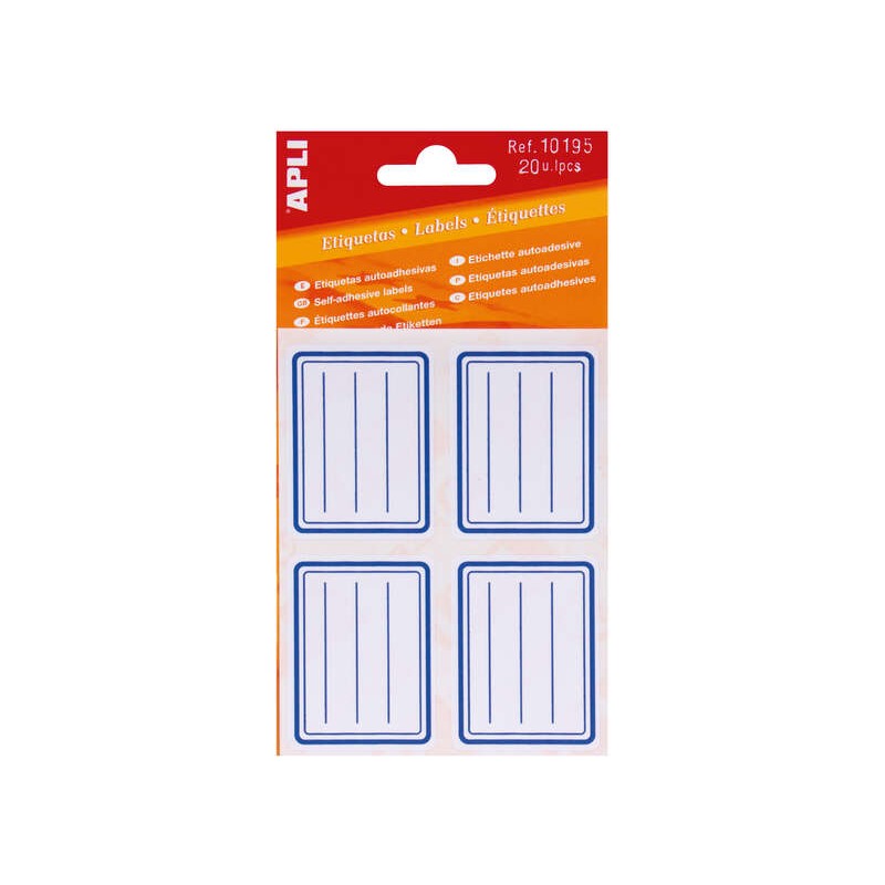 Adesivi scolastici Apli Basic - Dimensioni 50x38 mm - Bordo blu - Adesivo permanente - Ideale per marcare e identificare