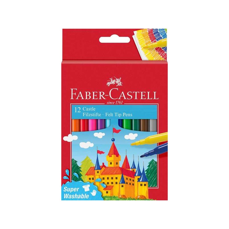Penna Faber-Castell Castle 12 pezzi - Inchiostro lavabile a base d'acqua - Colori assortiti
