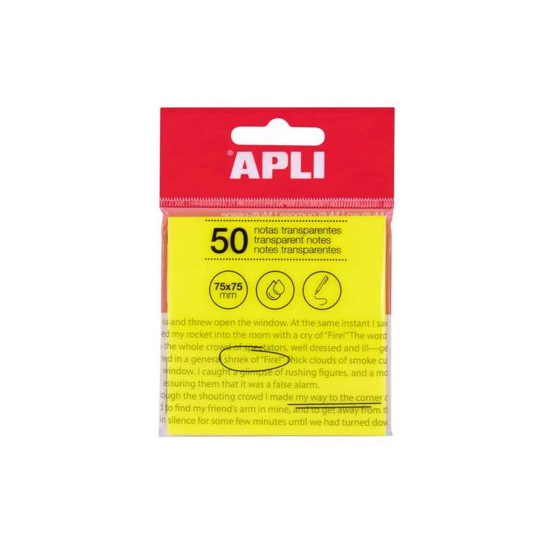 Apli Transparent Sticky Notes - 50 fogli 75x75mm - Per scrivere senza perdere la visibilità del testo o dell'immagine -