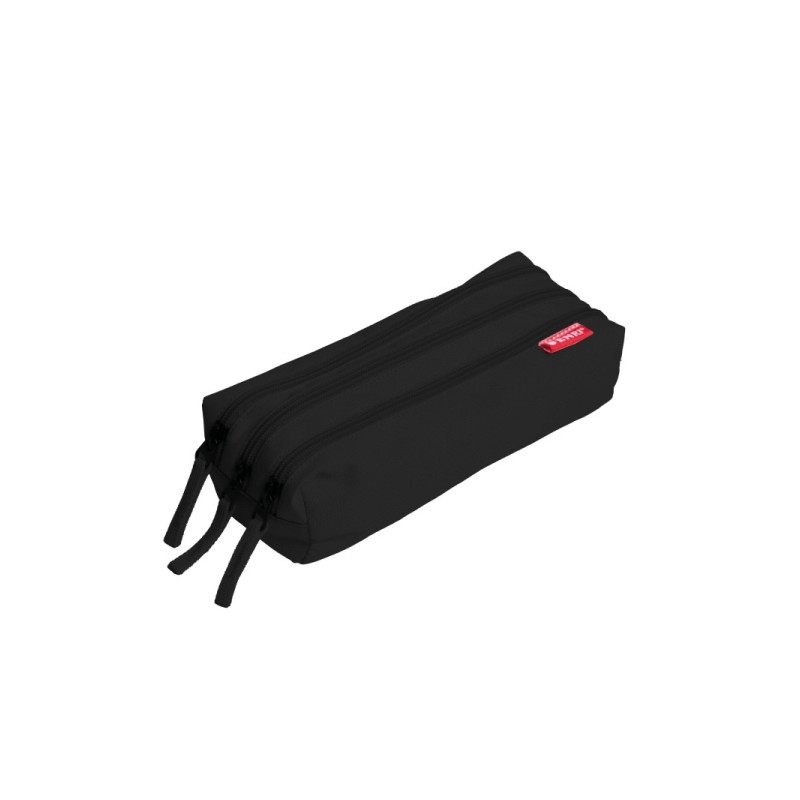 Astuccio Enri a 3 scomparti - Chiusura con zip - Realizzato in poliestere - Colore nero