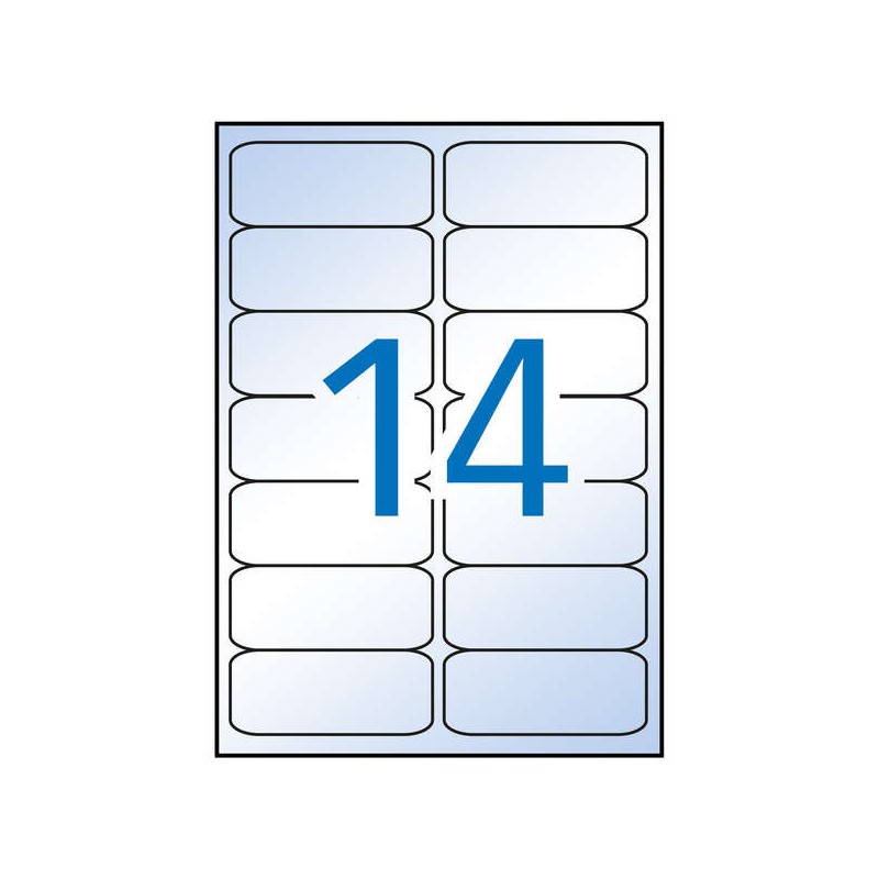 Apli Confezione da 140 etichette trasparenti 99.1x38.1 mm - Adesivo permanente - 10 fogli con 14 etichette - Bordi smuss