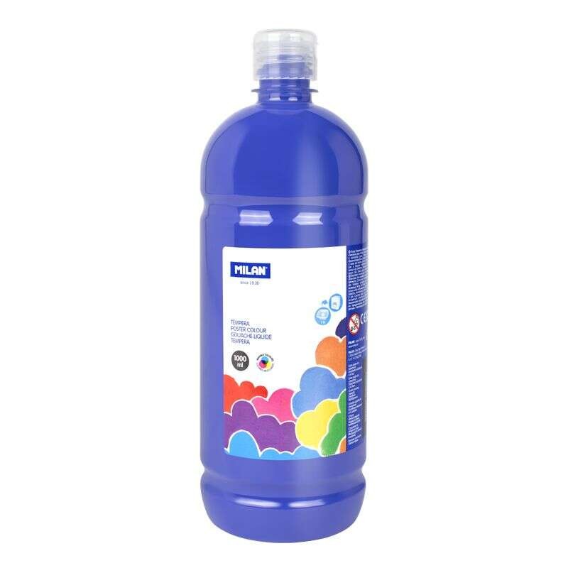 Milano Bottiglia di tempera da 1000 ml - Tappo dosatore - Asciugatura rapida - Miscelabile - Colore blu navy