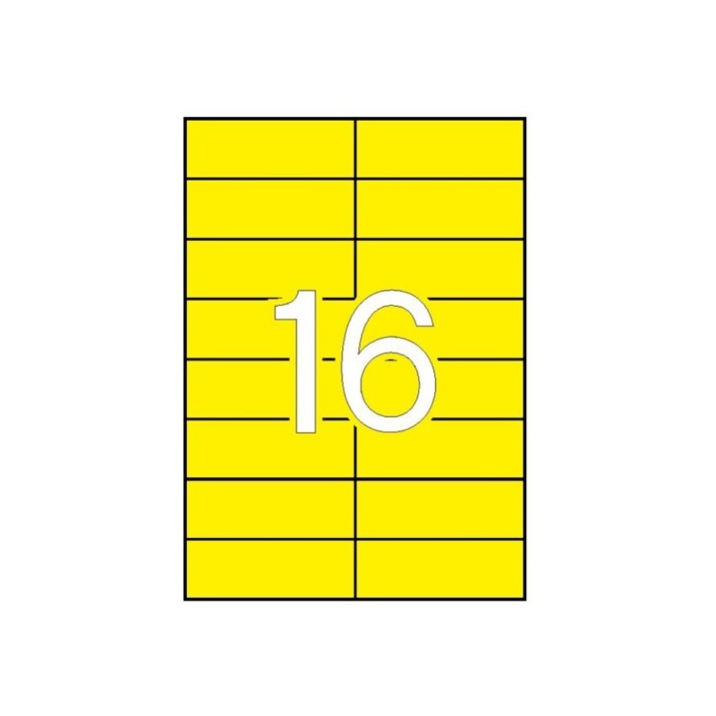 Apli Pack 1.600 Etichette 105x37mm - 100 fogli per 16 etichette - Adesivo permanente - Bordi diritti - Colore giallo
