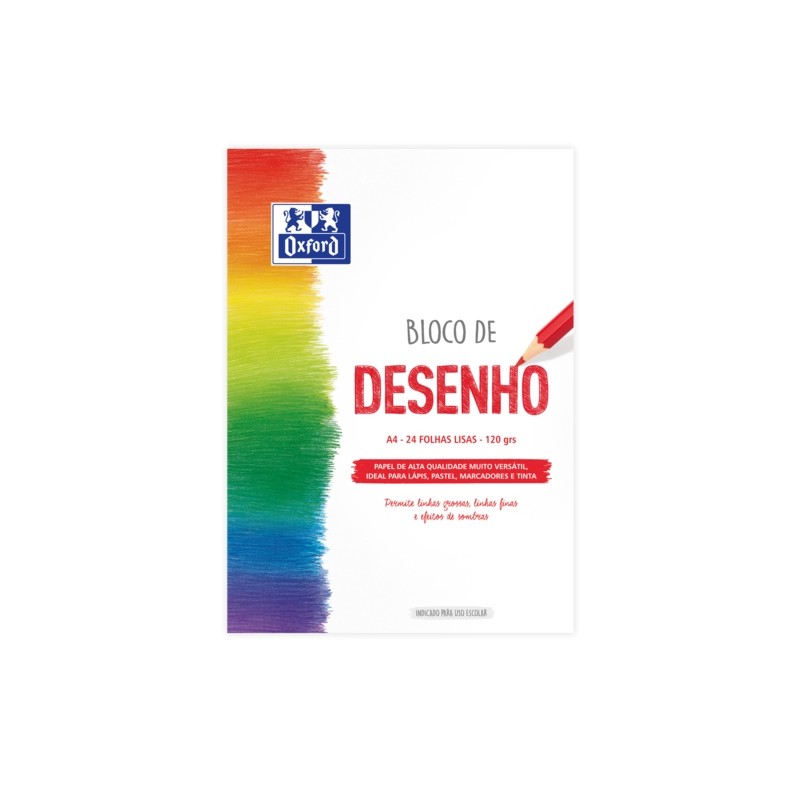 Oxford School Drawing Glued Notebook A4 - Copertina morbida/Dorso rigido - 24 fogli 120gr - Carta comune