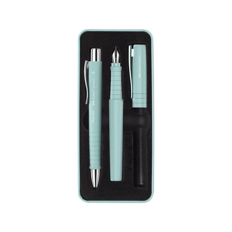 Penna a sfera e penna a sfera Faber-Castell Poly con penna B - Clip in metallo - Colore verde chiaro