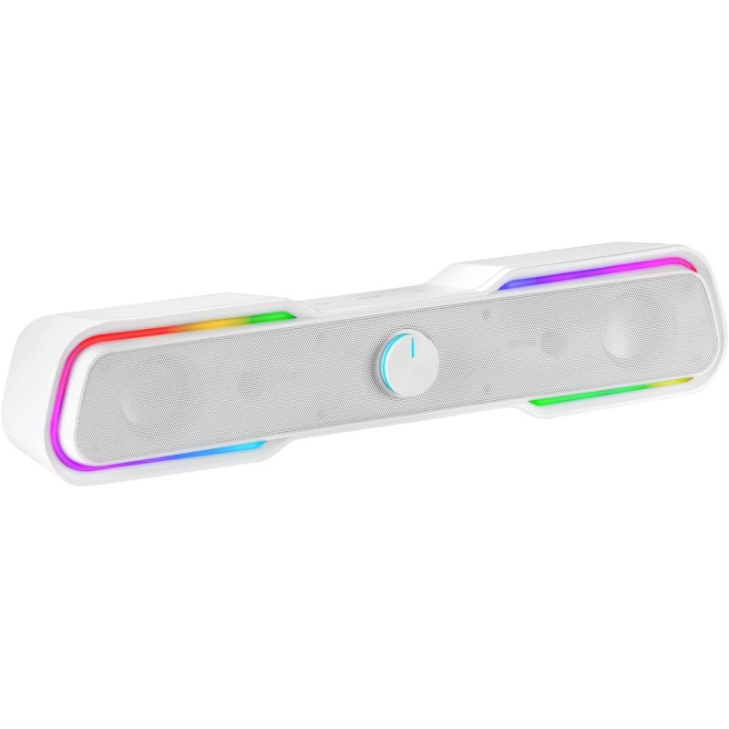 Mars Gaming Soundbar 10W - Processore audio DSP - Illuminazione RGB - Connessione Jack + Bluetooth 5.0 - Colore bianco