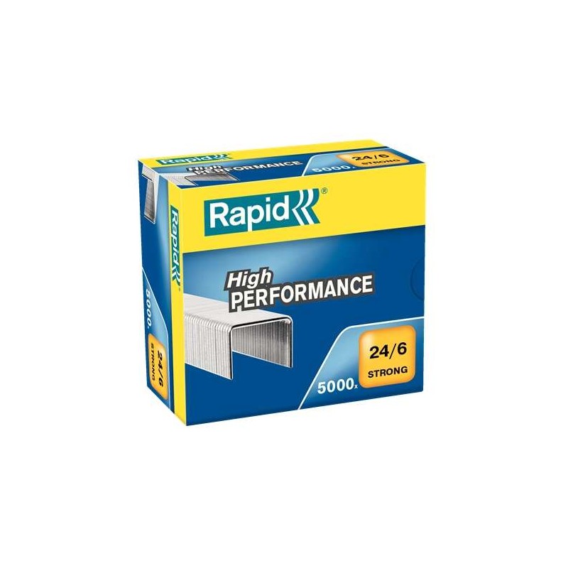 Scatola di 5000 graffette Rapid Strong 24/6 - Fino a 30 fogli - Filo zincato rinforzato - Perno da 6 mm
