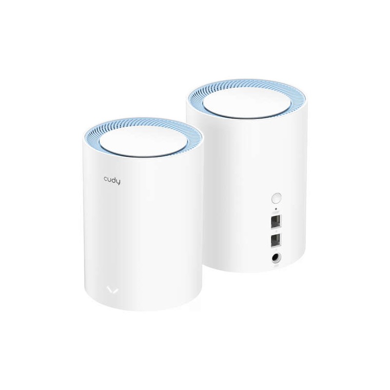 Cudy M1200 Confezione da 2 sistemi WiFi Mesh AC1200 Dual Band - 867Mbps a 5GHz. 300Mbps a 2.4GHz - 1 porta LAN 10/100Mbp