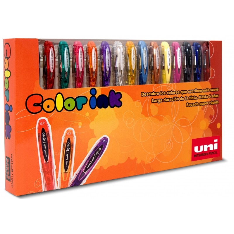Uni-ball UM-120 Sign Sign Case of 15 Gel Ink Rollers - Punta a sfera 0.7 mm - Inchiostro resistente all'acqua e alla luc