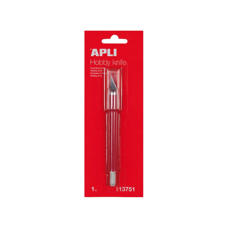 Apli Precision Hobby Knife - Lunghezza lama 3 cm - Lama in acciaio inossidabile - Impugnatura gommata - Include lama di 