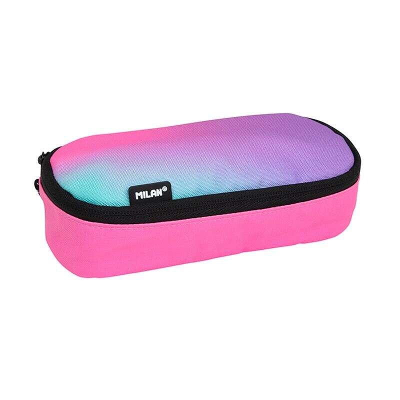 Astuccio ovale Milan Sunset - Scomparto interno in rete - Tessuto resistente agli strappi - Misure 20.5x9x5.5 cm - Rosa