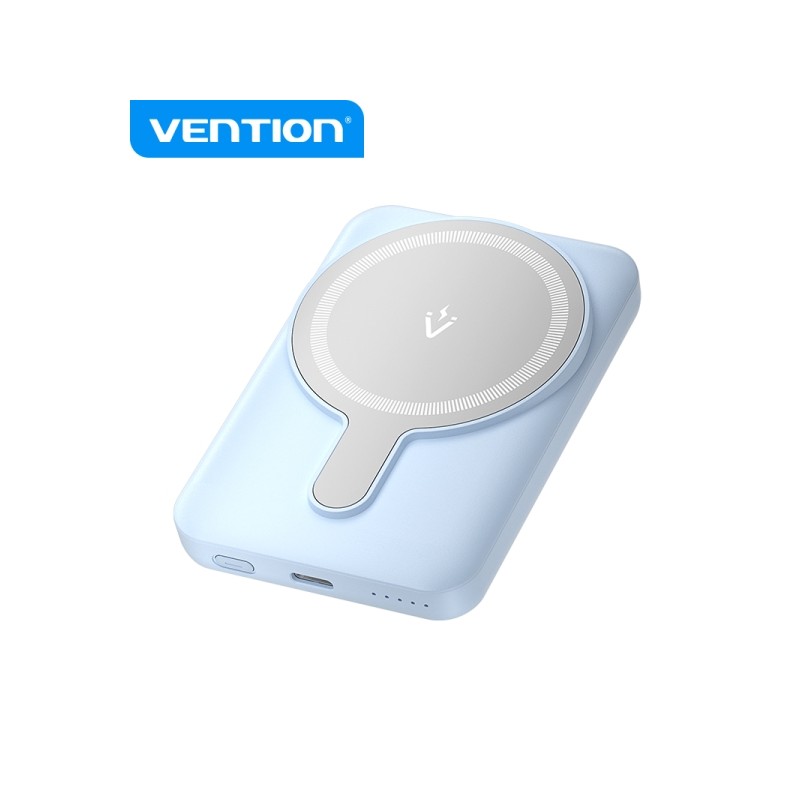 Vention PowerBank 5000mAh Magnetico senza fili - USB-C doppio - Ricarica rapida 20W - Display luminoso - Colore blu
