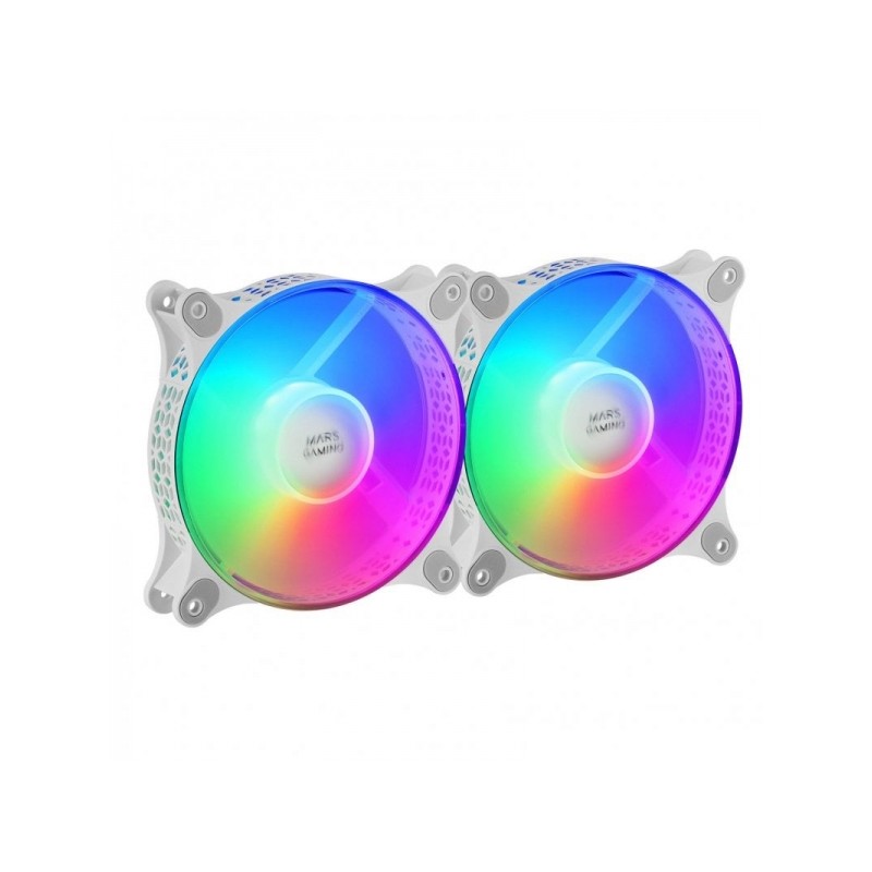 Mars Gaming MF-DUO Fan Kit - Illuminazione FRGB RAINBOW a 360° - Ultra silenzioso - Connettività 3PIN+4PIN - 2 unità 