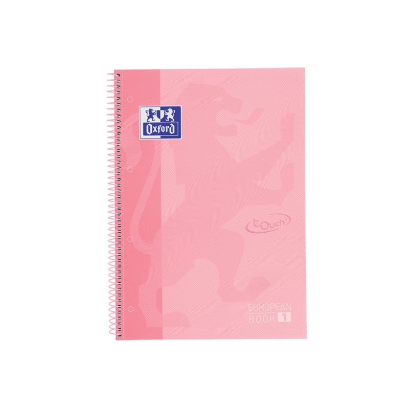 Oxford School Touch Europeanbook 1 Taccuino A4+ 80 fogli microperforati con griglia 5x5 mm - Copertina morbida - Rosa