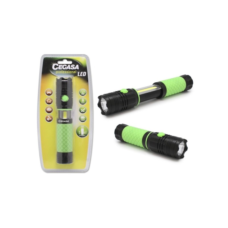Cegasa Torcia LED professionale estensibile con luce frontale da 350 lm e luce laterale da 120 lm - Impermeabile IP44 - 